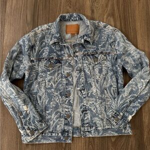American Eagle Outfitters Tiger Floral Blue Denim Jacket